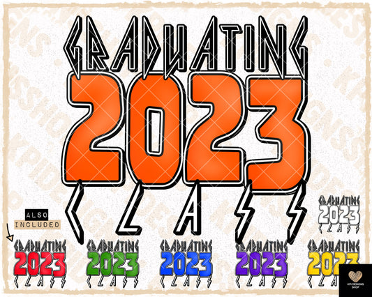 2023 Graduating Class - Rock Font (7-pack) - May2023 - PNG - Digital Design