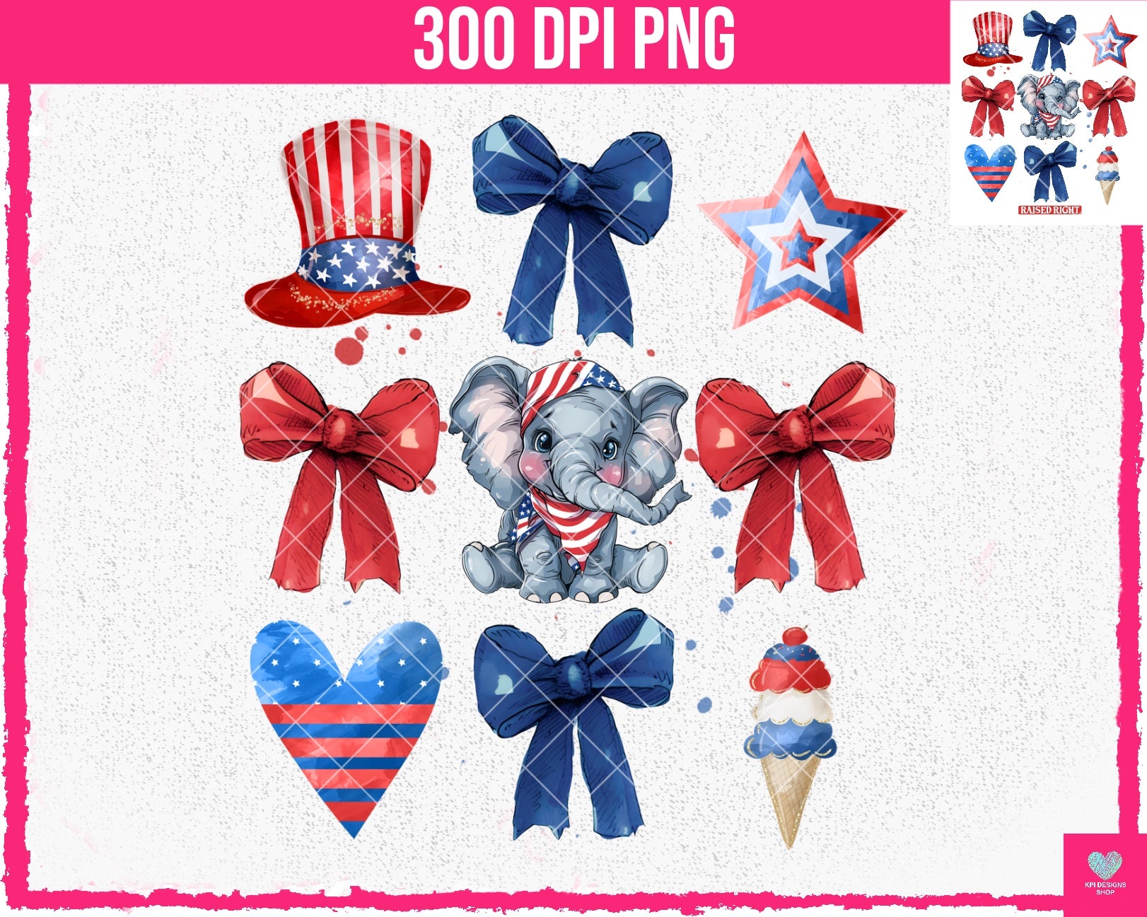 America/Elephant (2-pack) - PNG - Digital Designs – KPI Designs Shop