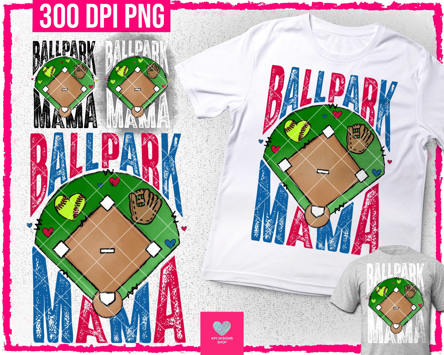 Ballpark Mama Softball (3-pack) - May2024 - PNG - Digital Design