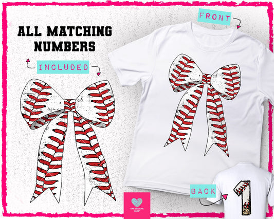 Baseball Ribbon & Matching Number Set - Mar2024 - PNG - Digital Design