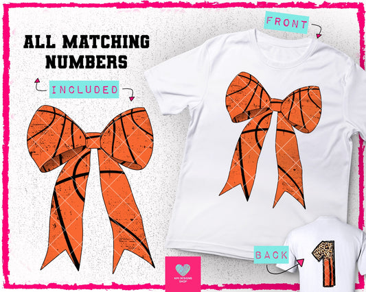 Basketball Ribbon & Matching Number Set - Mar2024 - PNG - Digital Design