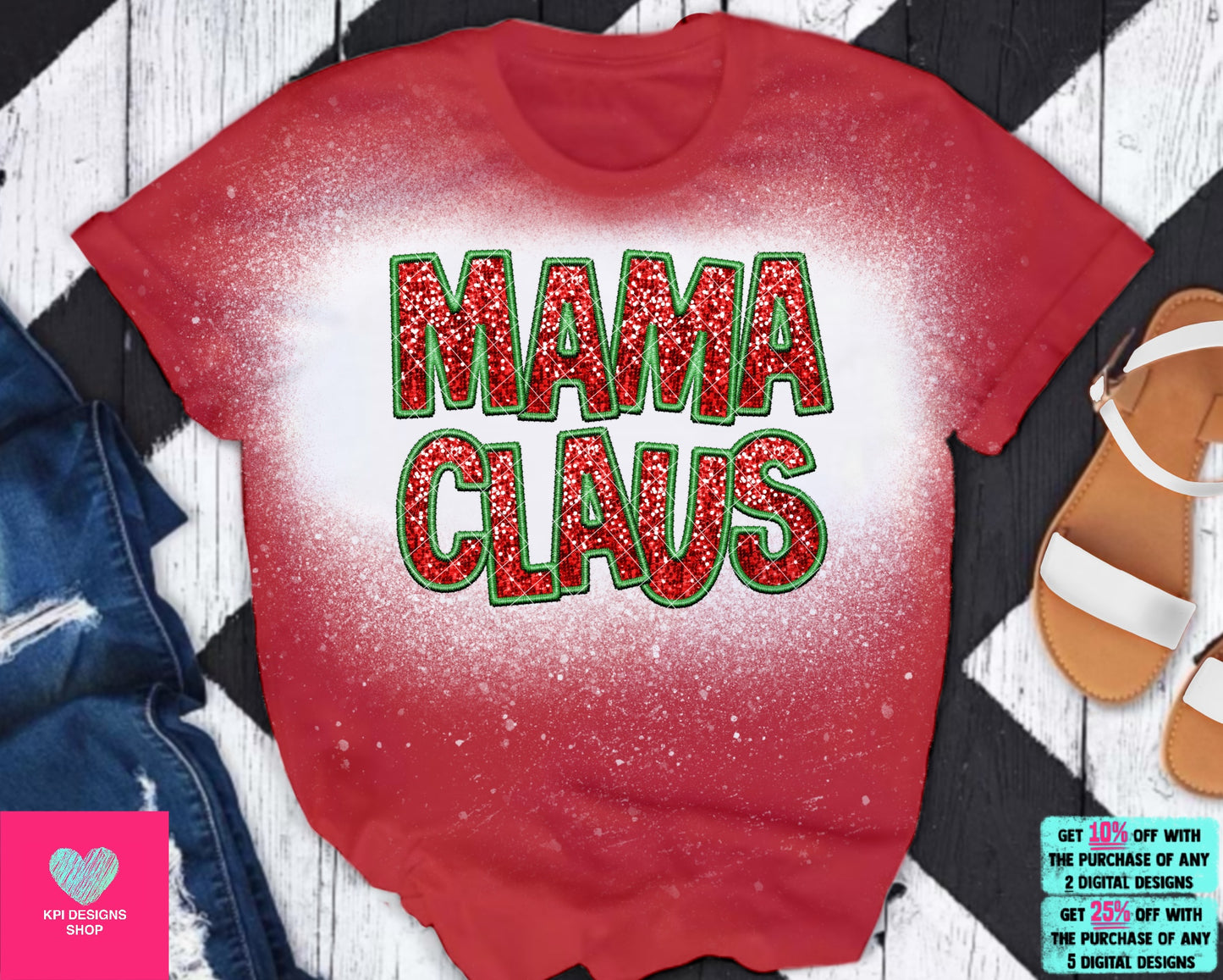 Mama & Mini Claus Christmas Sequin (3-pack) - Nov2023 - PNG - Digital Design