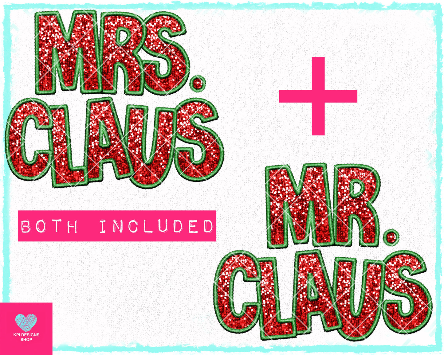 Mr. & Mrs. Claus Christmas Sequin (2-pack) - Nov2023 - PNG - Digital Design