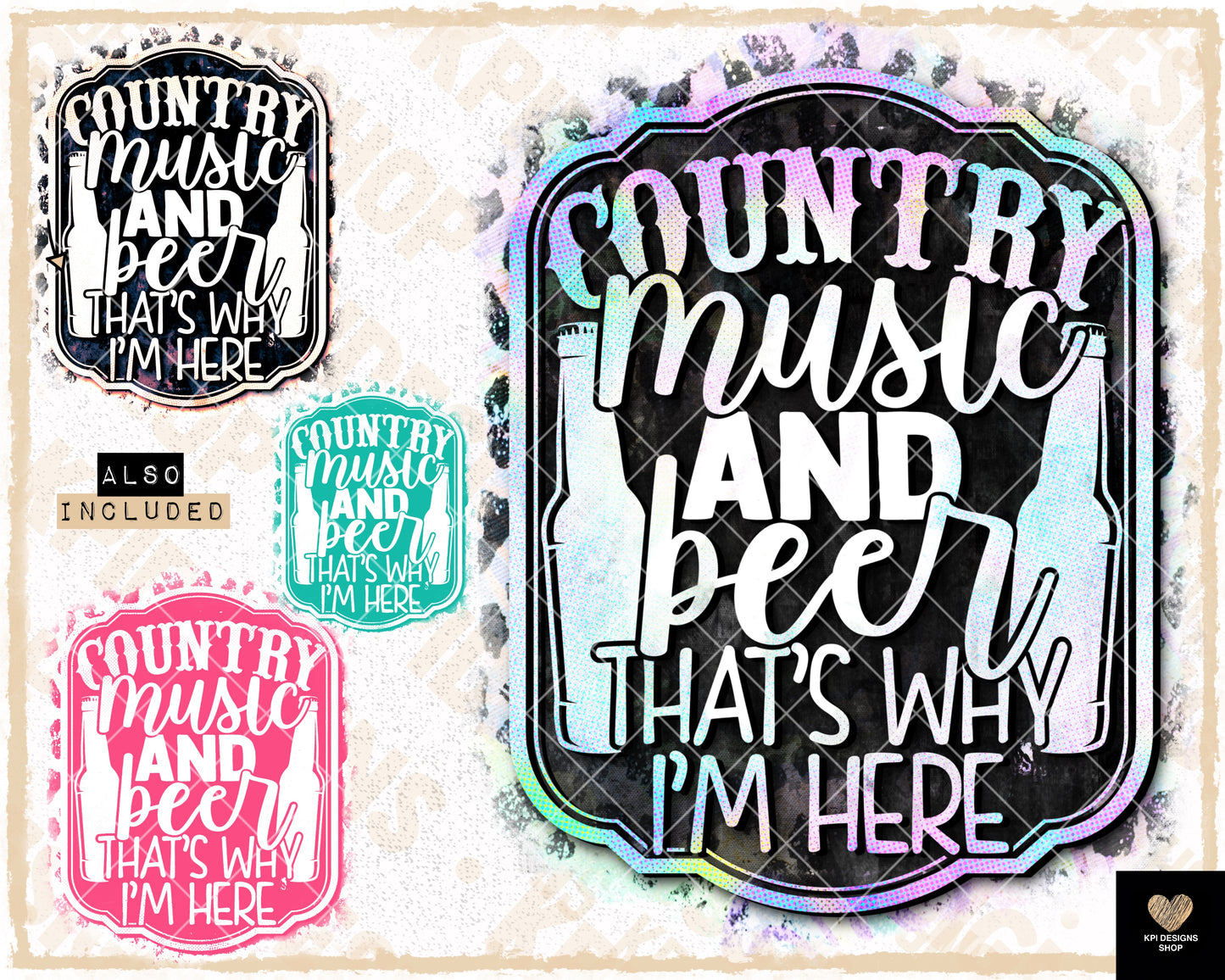 Country Music & Beer - 4-pack - June2023 - PNG - Digital Design