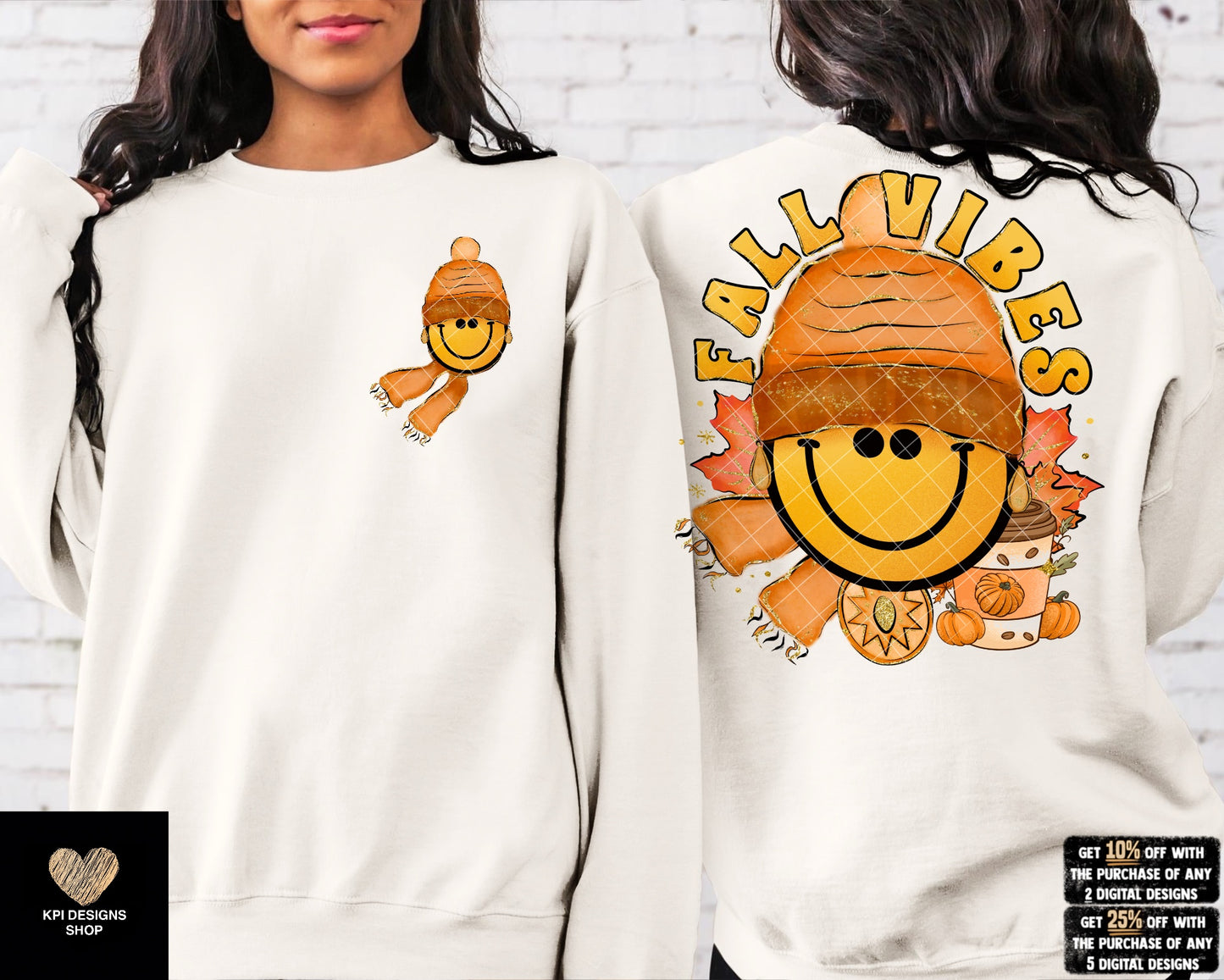 Fall Vibes Smiley + Matching Pocket (26-pack) - Aug2023 - PNG - Digital Design