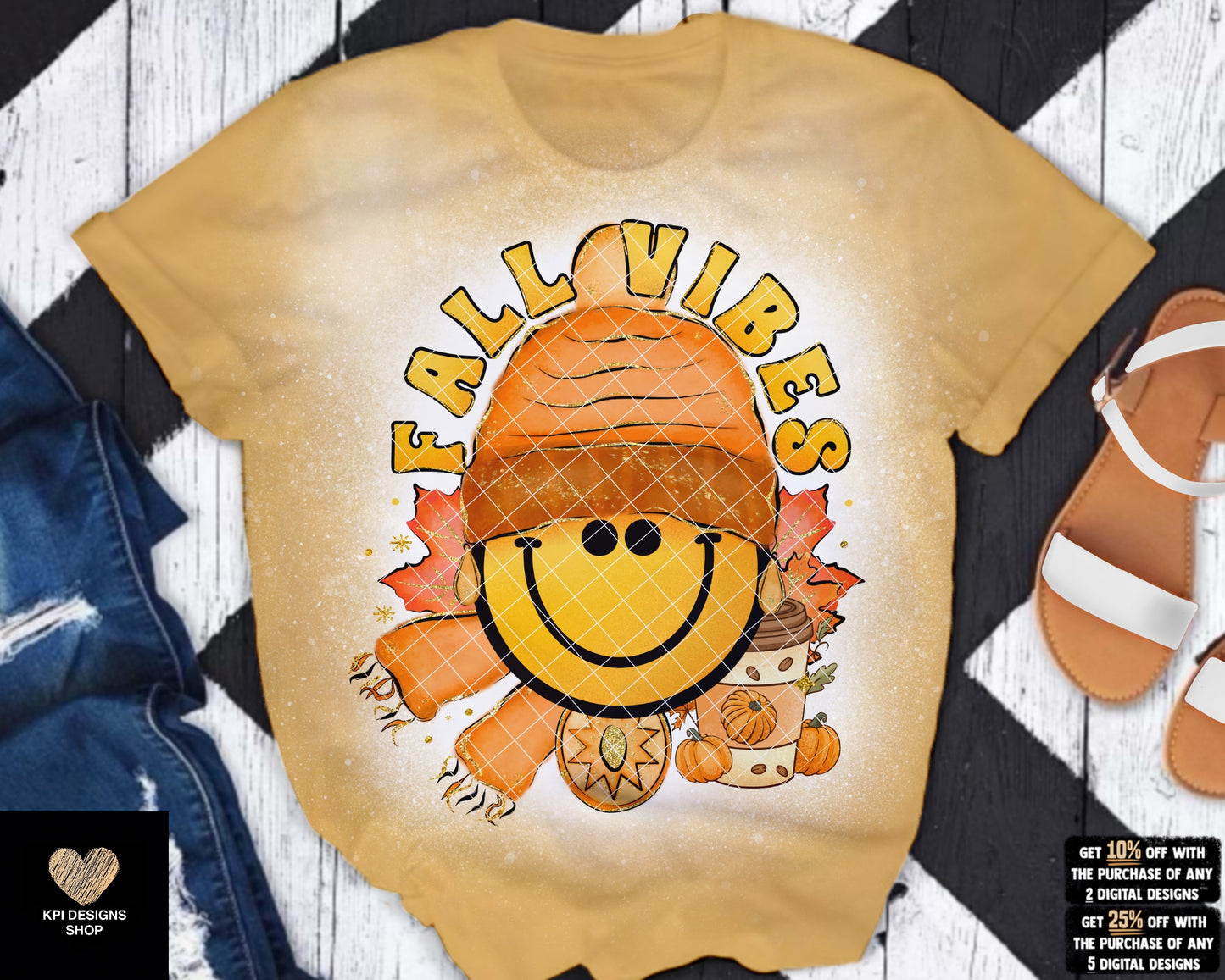 Fall Vibes Smiley + Matching Pocket (26-pack) - Aug2023 - PNG - Digital Design