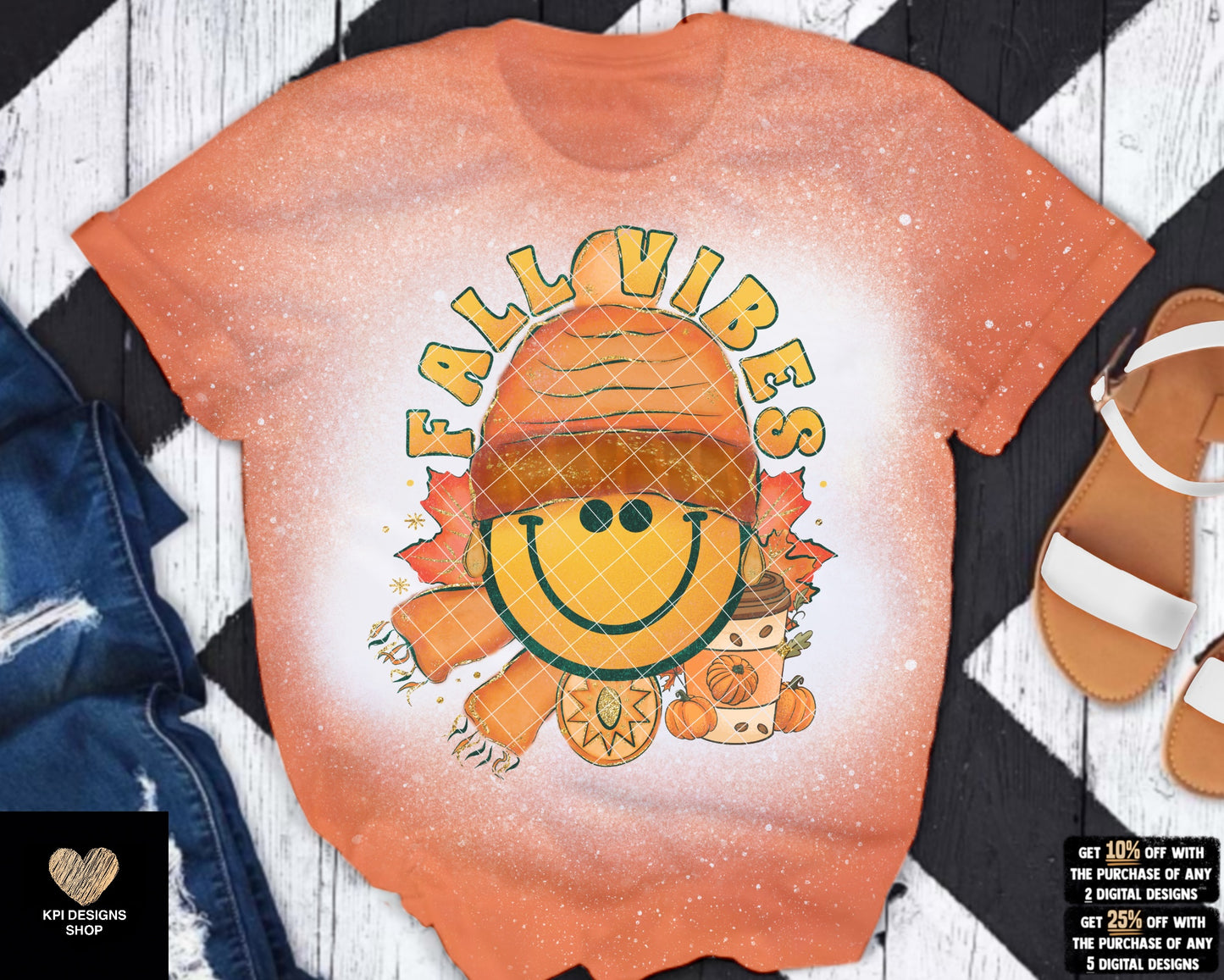 Fall Vibes Smiley + Matching Pocket (26-pack) - Aug2023 - PNG - Digital Design