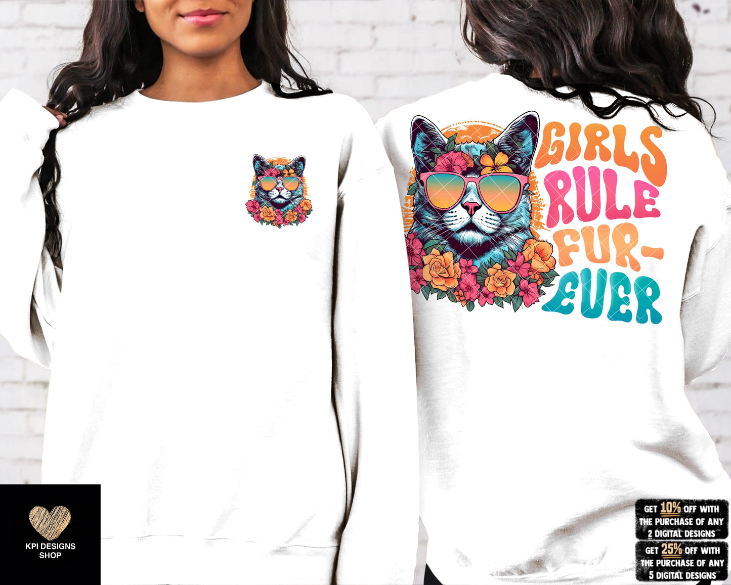 Girls Rule Furever + Matching Pocket (4-pack) - July2023 - PNG - Digital Design