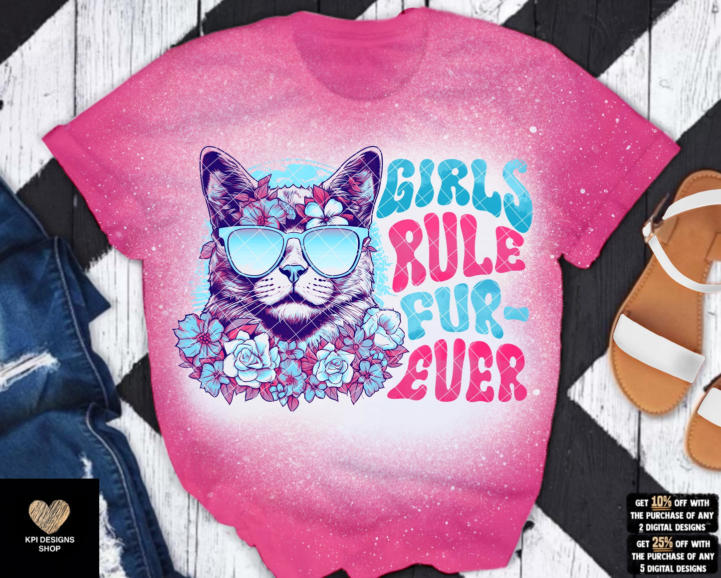 Girls Rule Furever + Matching Pocket (4-pack) - July2023 - PNG - Digital Design