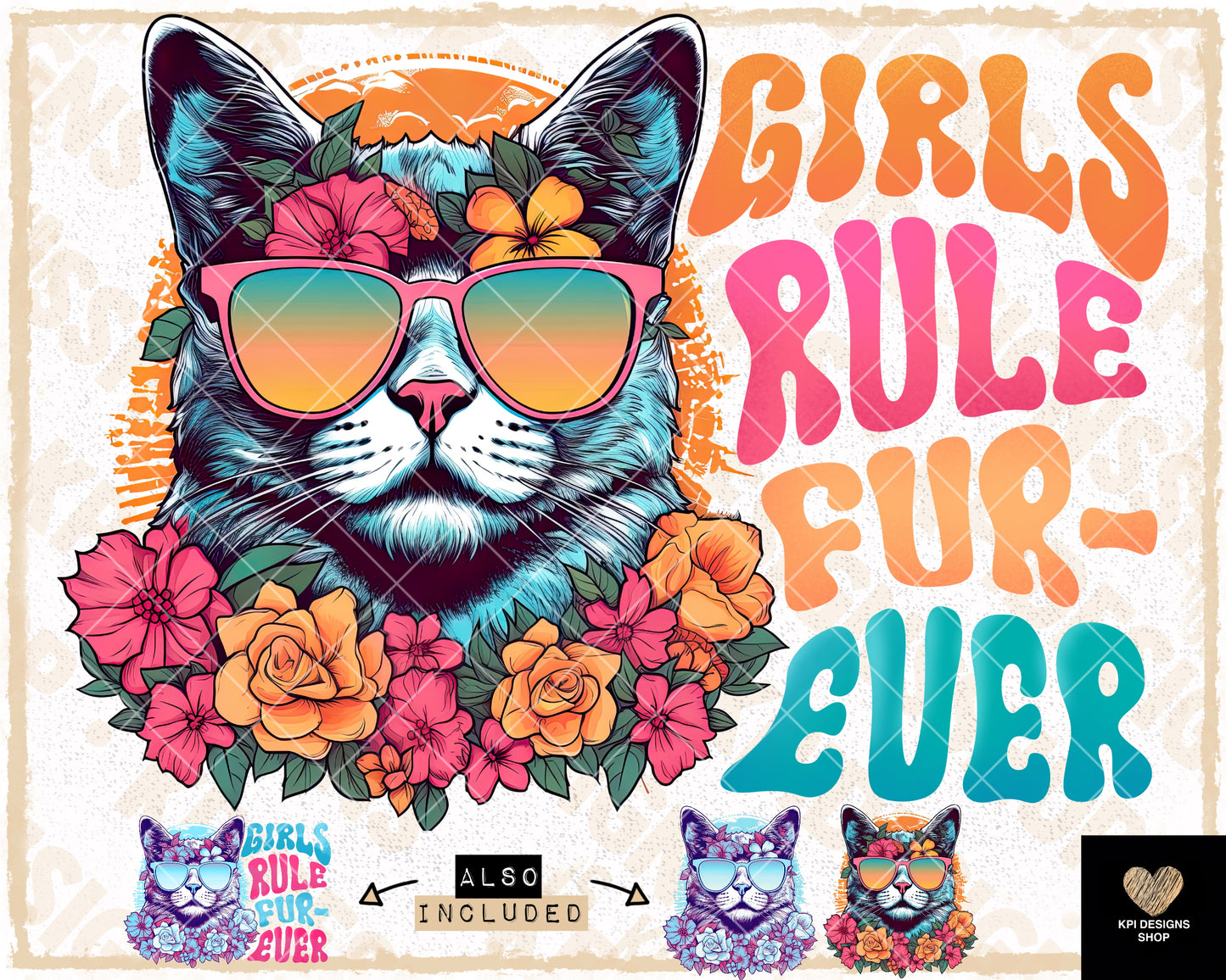 Girls Rule Furever + Matching Pocket (4-pack) - July2023 - PNG - Digital Design