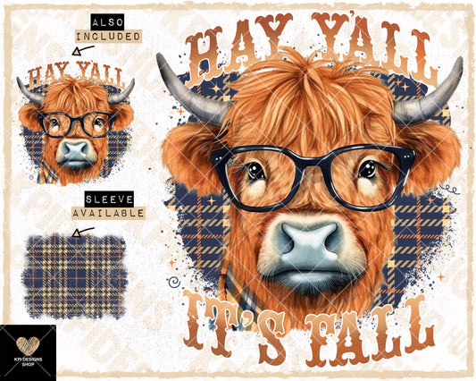 Hay Y'all, It's Fall (2-pack) - Aug2023 - PNG - Digital Design