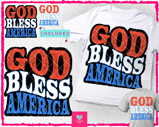 God Bless America (4-pack) - Apr2024 - PNG - Digital Design