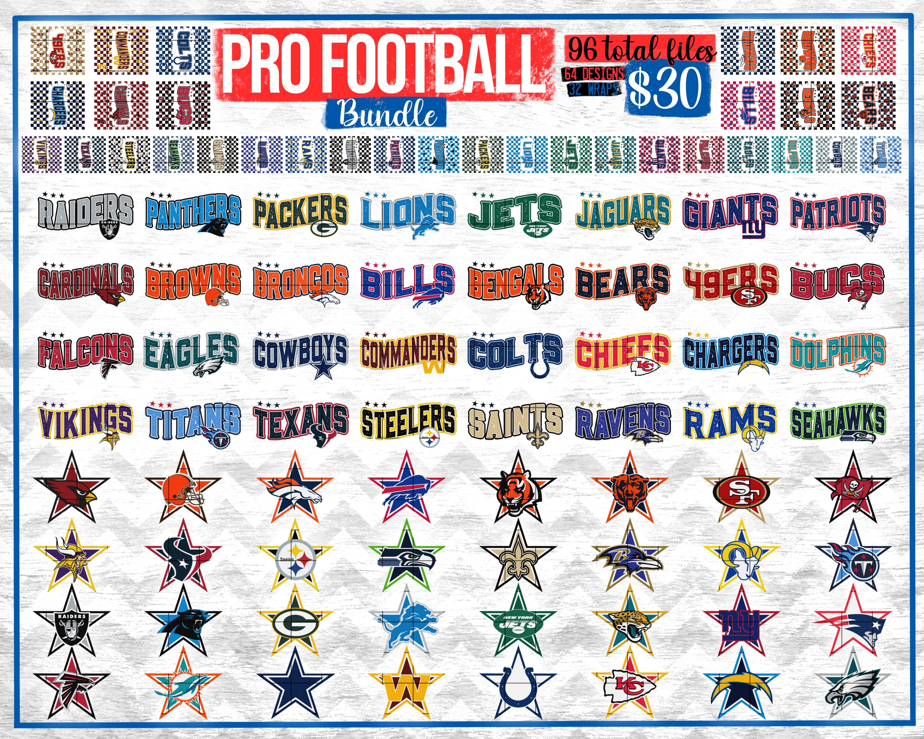 Pro Football MEGA Bundle (96 Files) - July2024 - PNG - Digital Design ...