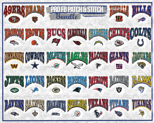 BUNDLE: Pro Football Patches - Dec2024 - PNG - Digital Design (Personal Use Recommended)