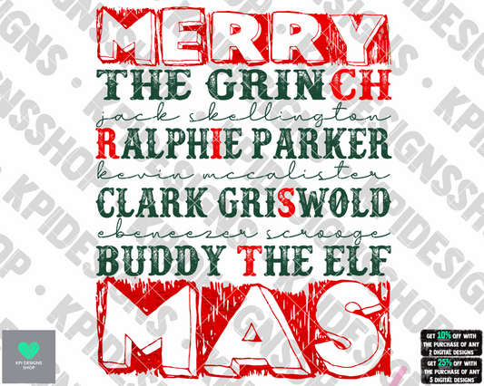 Merry CHRISTmas Movie Characters - PNG - Digital Design (Personal Use Recommended)