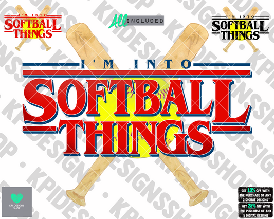 I'm Into Softball Things Option 2 (3-pack) - PNG - Digital Design (Personal Use Recommended)