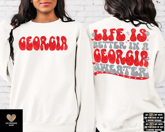 Life is Better in a Georgia Sweater + Matching Pocket - PNG - Digital Design