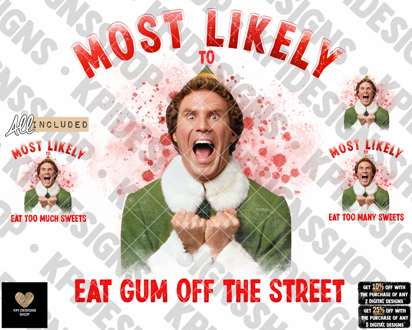 Most Likely To... Elf (4-pack) - Dec2022 - PNG - Digital Design (Personal Use Recommended)