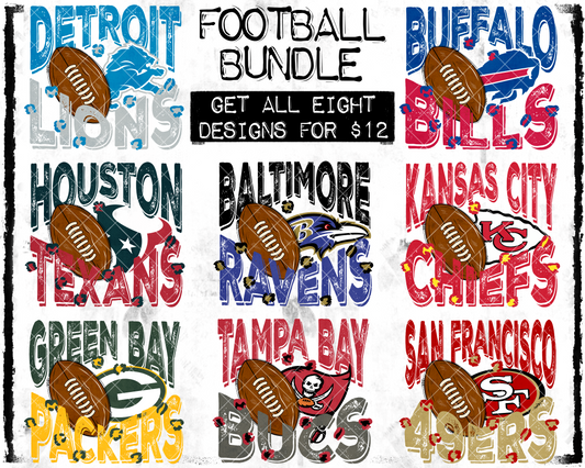 Playoff Football Bundle (8-pack) - Jan2024 - PNG - Digital Design (Personal Use Recommended)