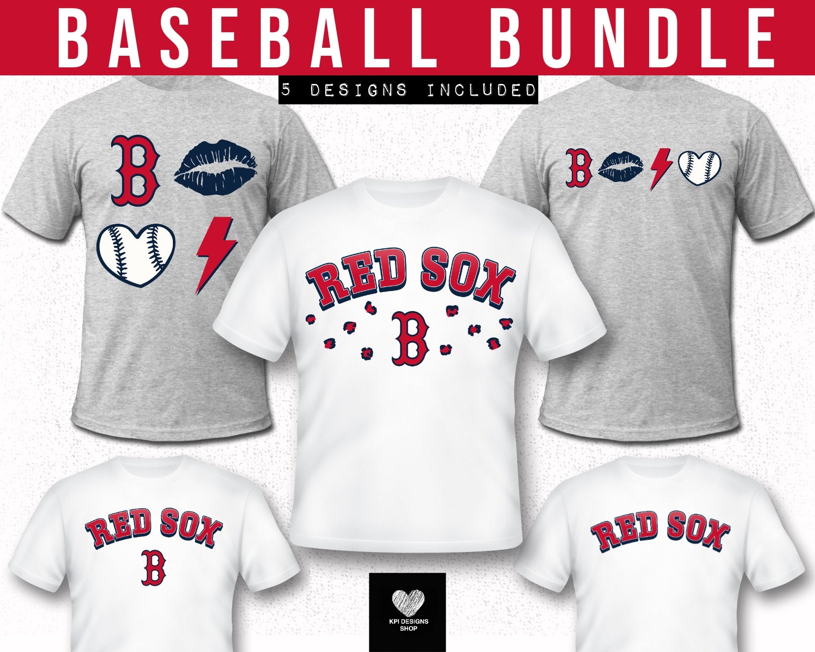 Red Sox (5 Design Bundle) - Feb2024 - PNG - Digital Design (Personal U ...