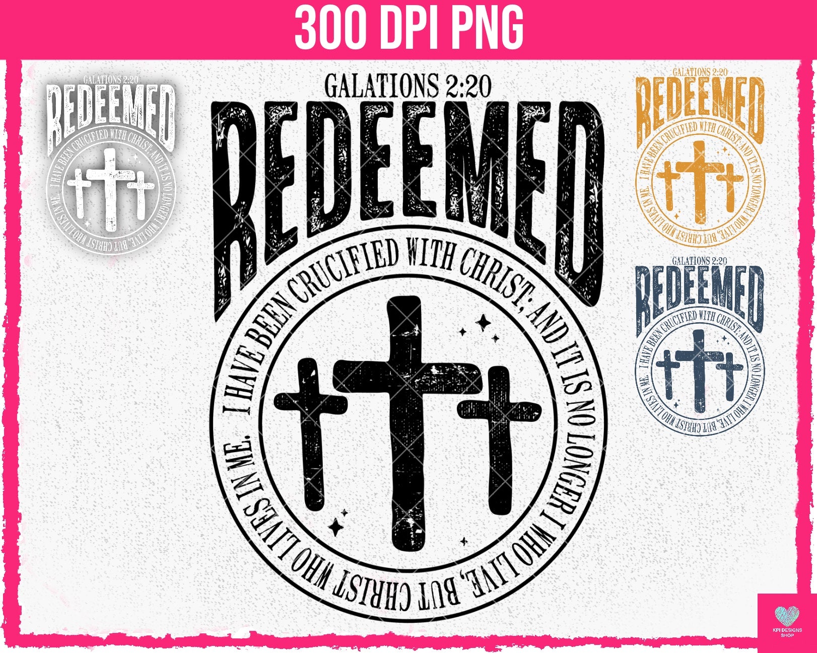 Redeemed (4-pack) - PNG - Digital Design – KPI Designs Shop