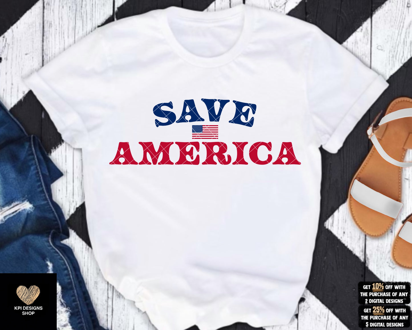 Save America + God Bless America - June2023 - PNG - Digital Design