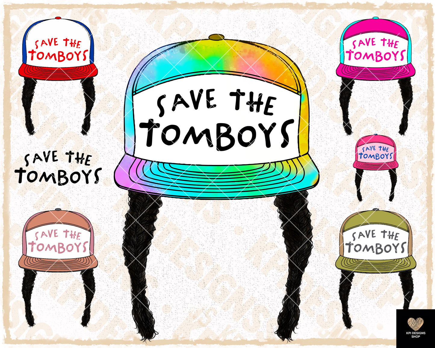 Save the Tomboys (Black Hair)- 7-pack - May2023 - PNG - Digital Design