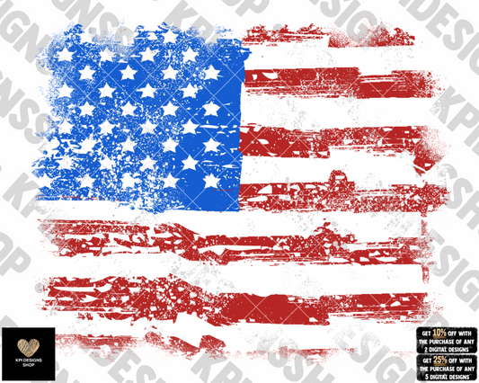 Distressed Anerican Flag Patch/Sleeve - Nov2022 - PNG - Digital Design