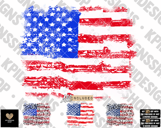 American Flag & Leopard Patch/Sleeve (4-pack) - Dec2022 - PNG - Digital Design