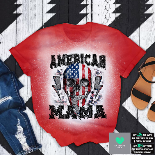 American Mama (Skull) - July 4th Bundle - PNG - Digital Design