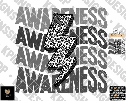 Awareness Bolt (Brain Cancer) 2-pack - Oct2022 - PNG - Digital Design