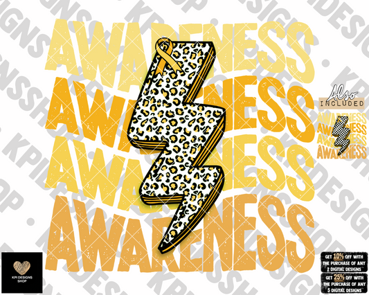 Awareness Bolt (Pediatric Cancer) 2-pack - Oct2022 - PNG - Digital Design