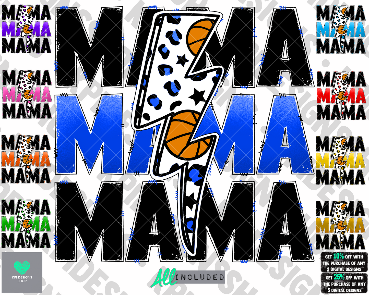 Basketball Mama Bolt (9-pack) - Sept2022 - PNG - Digital Design