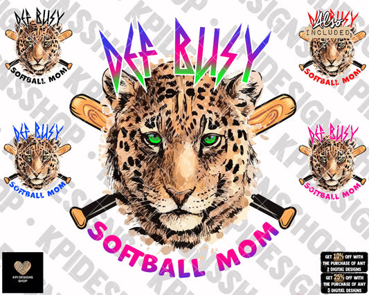 Def Busy Softball Mom (5-pack) - Mar2023 - PNG - Digital Design