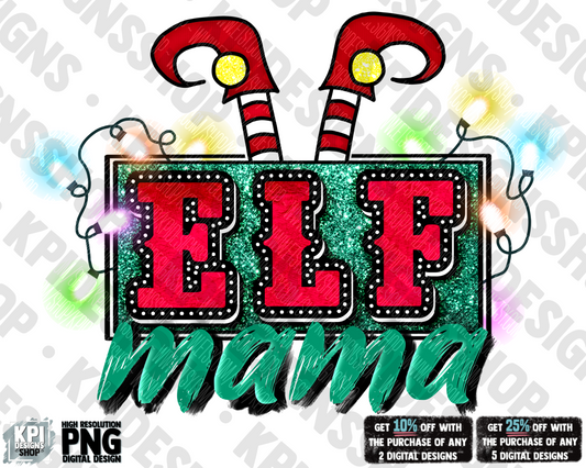 Elf Mama (Red) - PNG - Digital Design