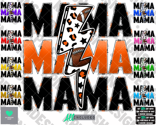 Football Mama Bolt (9-pack) - Sept2022 - PNG - Digital Design