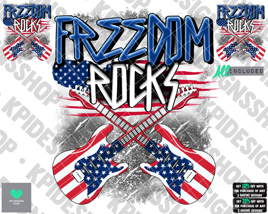 Freedom Rocks (3-pack) - Diamond Plate - (July 4th Bundle) - PNG - Digital Design