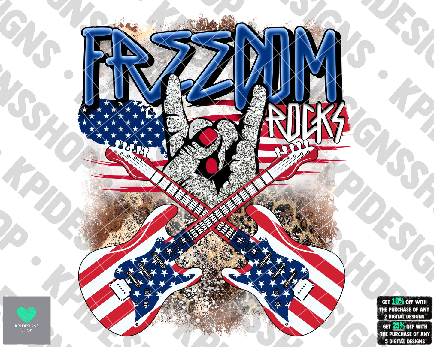 Freedom Rocks - Rock on/Leopard - (July 4th Bundle) - PNG - Digital Design