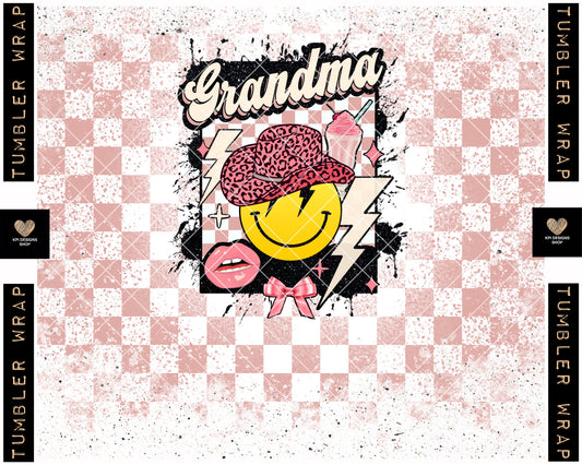 Tumbler Wrap: Grandma Smiley (Mother's Day) - Apr2022 - PNG - Digital Design
