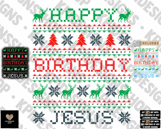 Happy Birthday Jesus (3-pack) - Nov2022 - PNG - Digital Design