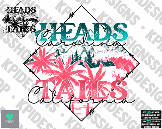 Heads Carolina Tails California (2-pack) - July2022 - PNG - Digital Design