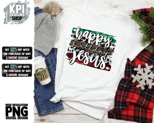 Happy Birthday Jesus (Leopard/Cheetah) - PNG - Digital Design l