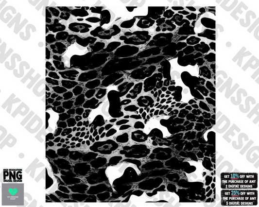 Sleeve Black/White Leopard & Cow Print - PNG - Digital Design