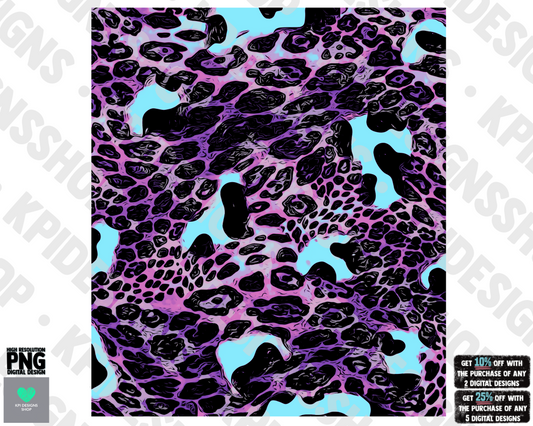 Sleeve Purple/Baby Blue Leopard & Cow Print - PNG - Digital Design