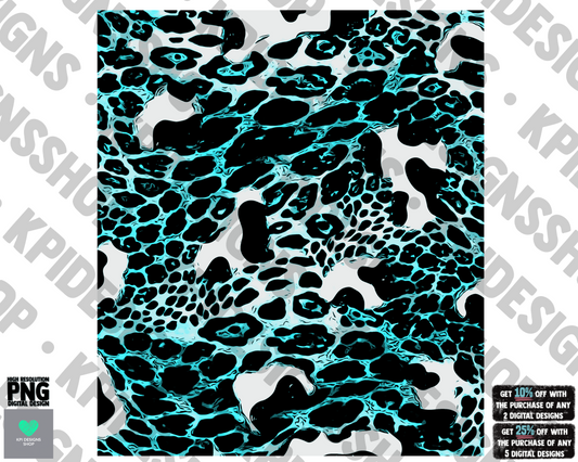 Sleeve Turqoise Leopard & Cow Print - PNG - Digital Design