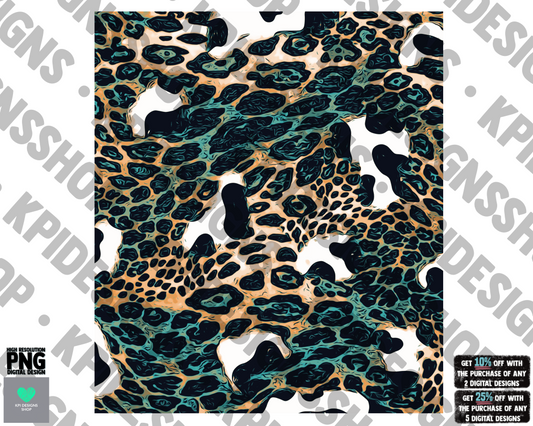 Sleeve Green/Yellow Leopard & Cow Print - PNG - Digital Design