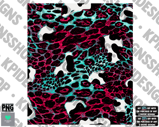 Sleeve Turquoise/Pink Leopard & Cow Print - PNG - Digital Design