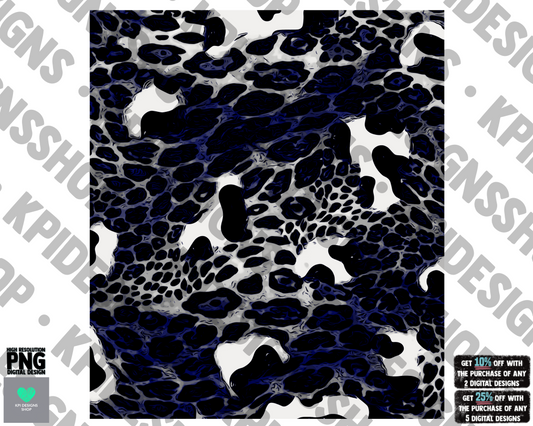 Sleeve Silver/Dark Blue Leopard & Cow Print - PNG - Digital Design