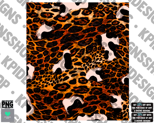 Sleeve Orange/Pink Leopard & Cow Print - PNG - Digital Design