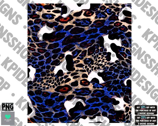 Sleeve Blue/Yellow/Red Leopard & Cow Print - PNG - Digital Design